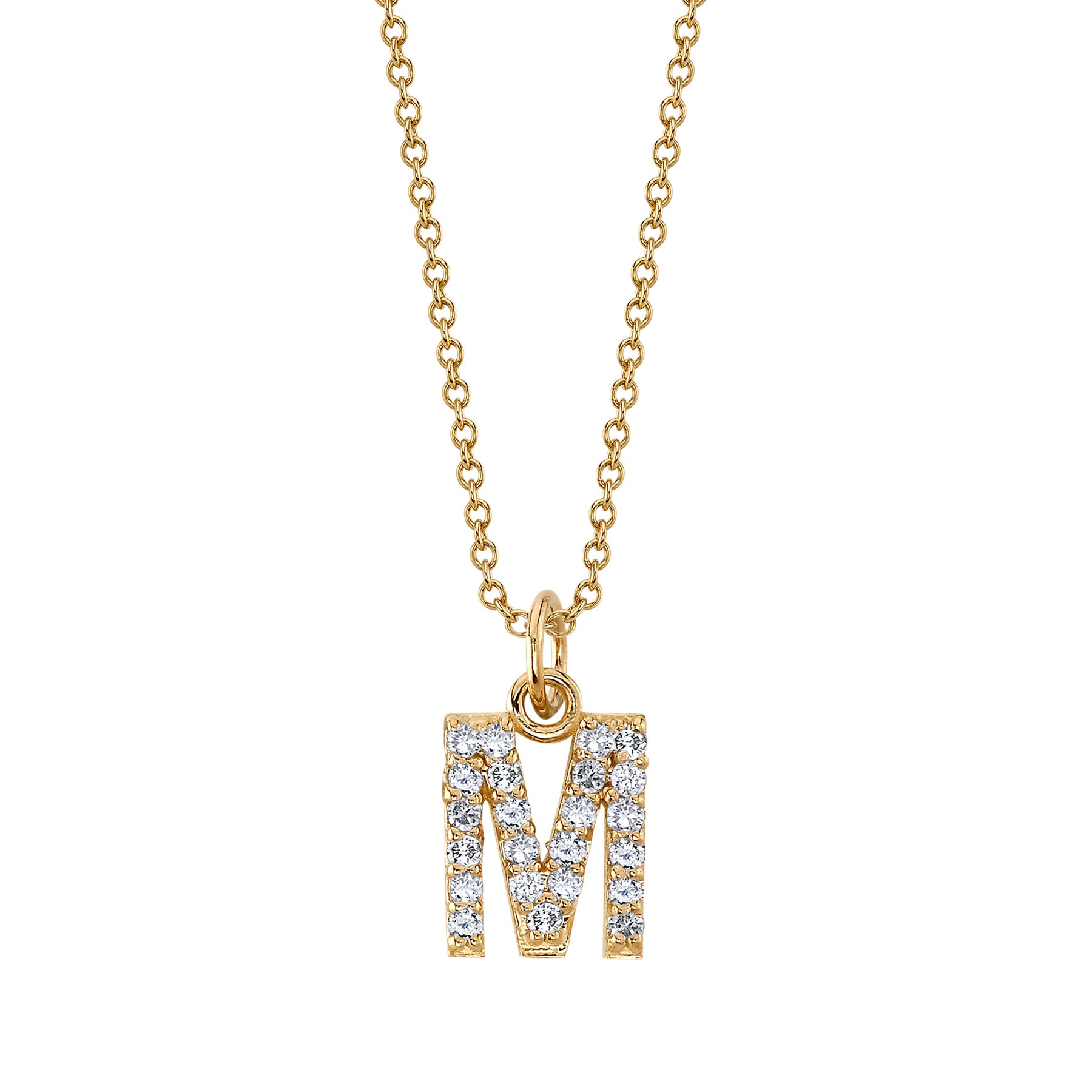 TINY ENGRAVED LETTER NECKLACE-M - Beyond The Rainbow